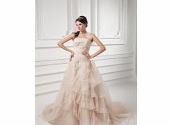 Unbranded Satin Tulle Halter 3D-flower Ruffles Beading