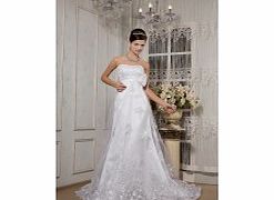 Unbranded Satin Tulle Lace Sweep Train Strapless White