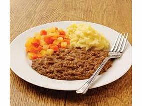 A tasty favourite of minced beef and onions. Served with mashed potato, diced carrots and swede.