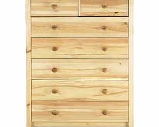 This Scandinavia furniture range has been expertly crafted to bring you superior quality thats hard-wearing and built to last. Elegant yet versatile. with a solid wood frame and pine-finished doors and handles. this stunning Scandinavia 5+2 drawer ch