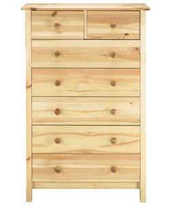 Size (H)109.3, (W)72, (D)40cm. Solid pine chest. Wooden handles and feet.Drawer with smooth glide pl