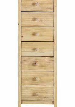 Size (H)125.3 (W)42.8, (D)40cm. Solid pine chest.Wooden handles and feet.Drawers with smooth glide p