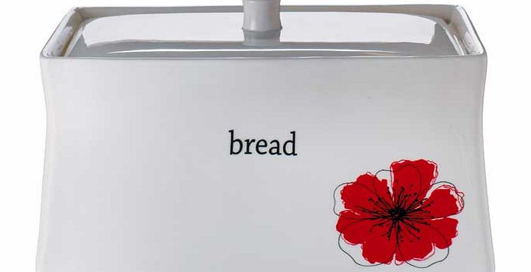 Unbranded Scarlet Poppy Ceramic Bread Crock