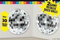The Disco Ball is an absolute Must Have for a disco party.  These scene setter posters have a metall
