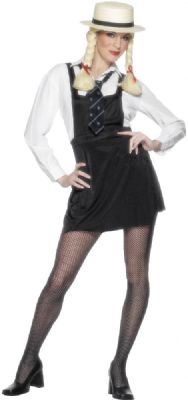 This sexy black pinafore is perfect for a St Trinians party or night out Will Fit Dress Size 10-12