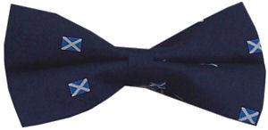 A pre-tied smart navy silk bow tie with small Saltires all over.