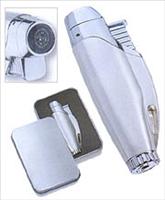 With compass and adjustable flame.