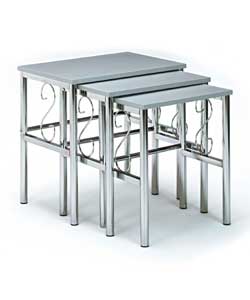 Scroll Silver and Chrome Nest of Tables
