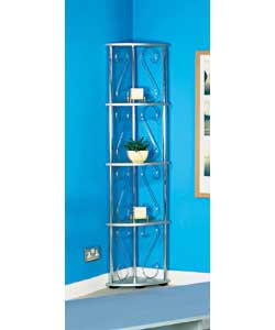 Silver coloured with chrome effect scroll detail