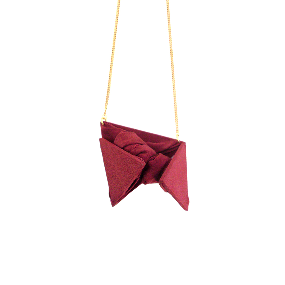 Unbranded Sculptural Triangle Pendant - Dark Red