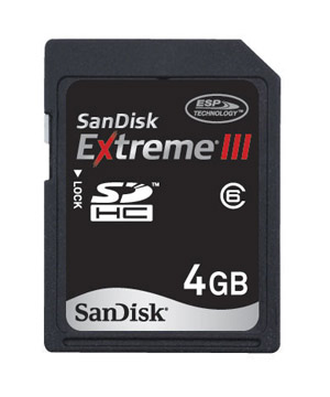 Unbranded Secure Digital High Capacity (SD HC) Memory Card - 4GB - Sandisk Extreme III (Class 6)