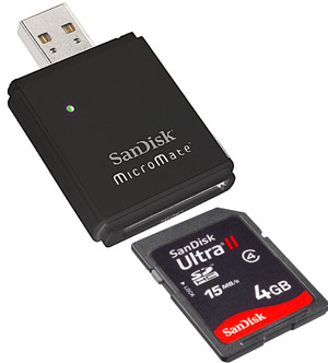 Unbranded Secure Digital High Capacity (SDHC) Memory Card   Sandisk Card Reader! - 4GB Ultra II Class 4 - Sand