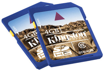 Unbranded Secure Digital High Capacity (SDHC) Memory Card - 4GB - Class 6 - Kingston - TWIN VALUE PACK