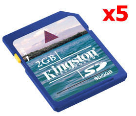 Unbranded Secure Digital (SD) Memory Card - 2GB - Kingston - MEGA VALUE 5 PACK - #CLEARANCE