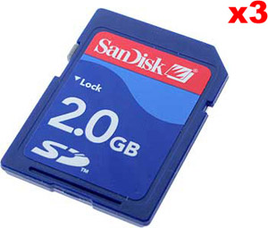 Unbranded Secure Digital (SD) Memory Card - 2GB - Sandisk - VALUE 3 PACK