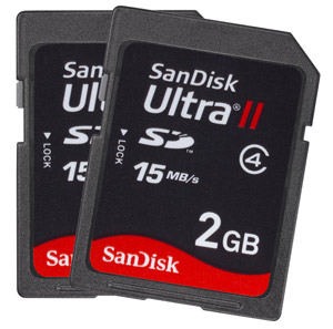Unbranded Secure Digital (SD) Memory Card - 2GB - Sandisk Ultra II - TWIN VALUE PACK