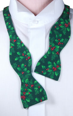 Unbranded Self-Tie Green Holly Bow Tie