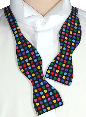 Unbranded Self-Tie Multi-Coloured Dots Black Bow Tie