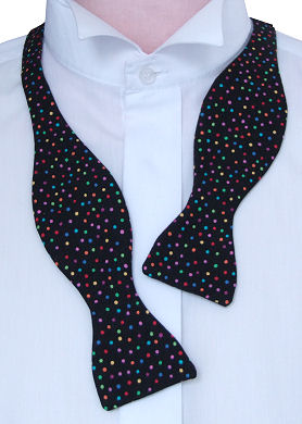 Unbranded Self-Tie Multi-Coloured Small Dots Black Bow Tie