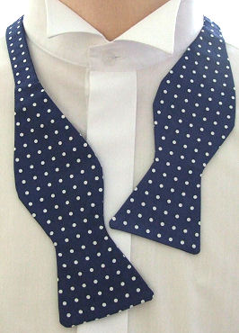 Unbranded Self-Tie Navy White Dot Silk Bow Tie