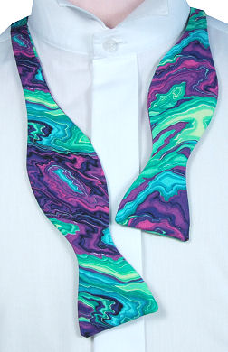 Unbranded Self-Tie Purple Green Pattern Bow Tie