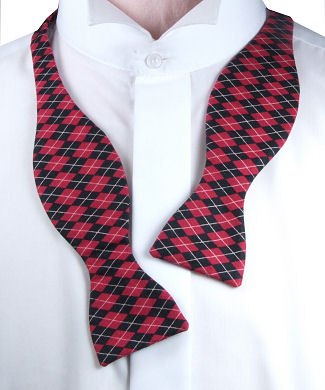 Unbranded Self-Tie Red Black Diamond Pattern Bow Tie
