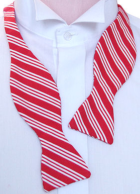 Unbranded Self-Tie Red White Stripe Bow Tie