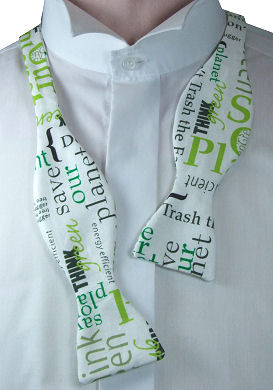 Unbranded Self-Tie Think Green White Bow Tie