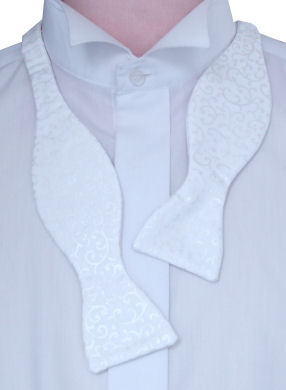 Unbranded Self-Tie White Swirl Pattern Bow Tie