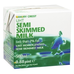 Unbranded Semi Skimmed UHT Milk 500ml Pk 12