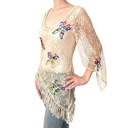 Sequin Butterfly Lace Top