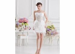 Unbranded Sequins Satin Short/mini Sweetheart White