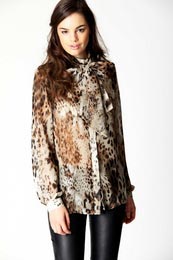 Unbranded Serena Animal Print Pussybow Blouse