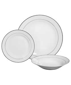 Unbranded Set of 12 Platinum Rim Porcelain Dinner Set