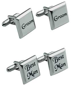 Unbranded Set of 2 Pairs of Cufflinks - Best Man and Groom