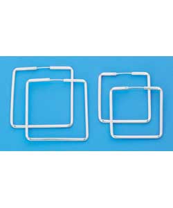Set of 2 Sterling Silver Square Hoop Earrings