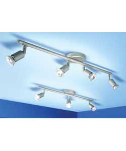 Set of 2 Straight Bars with Spotlights-Satin Silver Finish