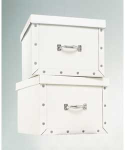 Set of 2 White Card Boxes