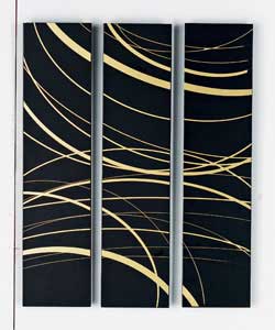 Unbranded Set of 3 Abstract Gold Swirl Wall Art