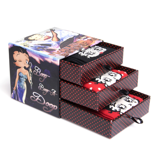 Unbranded Set of 3 Betty Boop Socks In Drawers