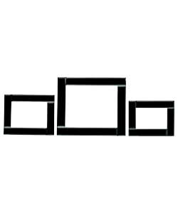 Unbranded Set of 3 Bevelled Edge Glass Photo Frames - Black