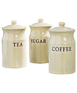 Unbranded Set of 3 Classic Cream Storage Jars