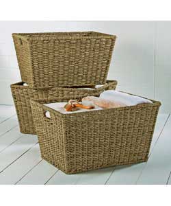 Unbranded Set of 3 Large Storage Boxes - Seagrass