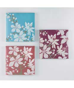 Set of 3 Sateen Blossom Wall Art