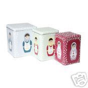 Unbranded Set of 3 Storage Tins - Russian Doll design