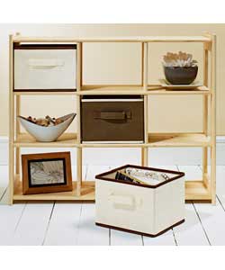 Ideal for general storage.Brown and cream paper and fabric baskets.Stackable.Size (W)26, (H)18, (D)2