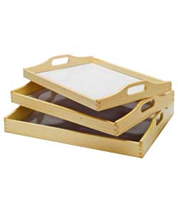 Unbranded Set of 3 Wooden Trays