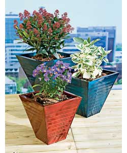Unbranded Set of 3 Zinc Coated Flared Planters