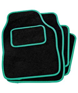 Unbranded Set of 4 Car Mats - Green Piping