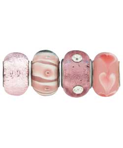 Unbranded Set of 4 Pink Glass Beads